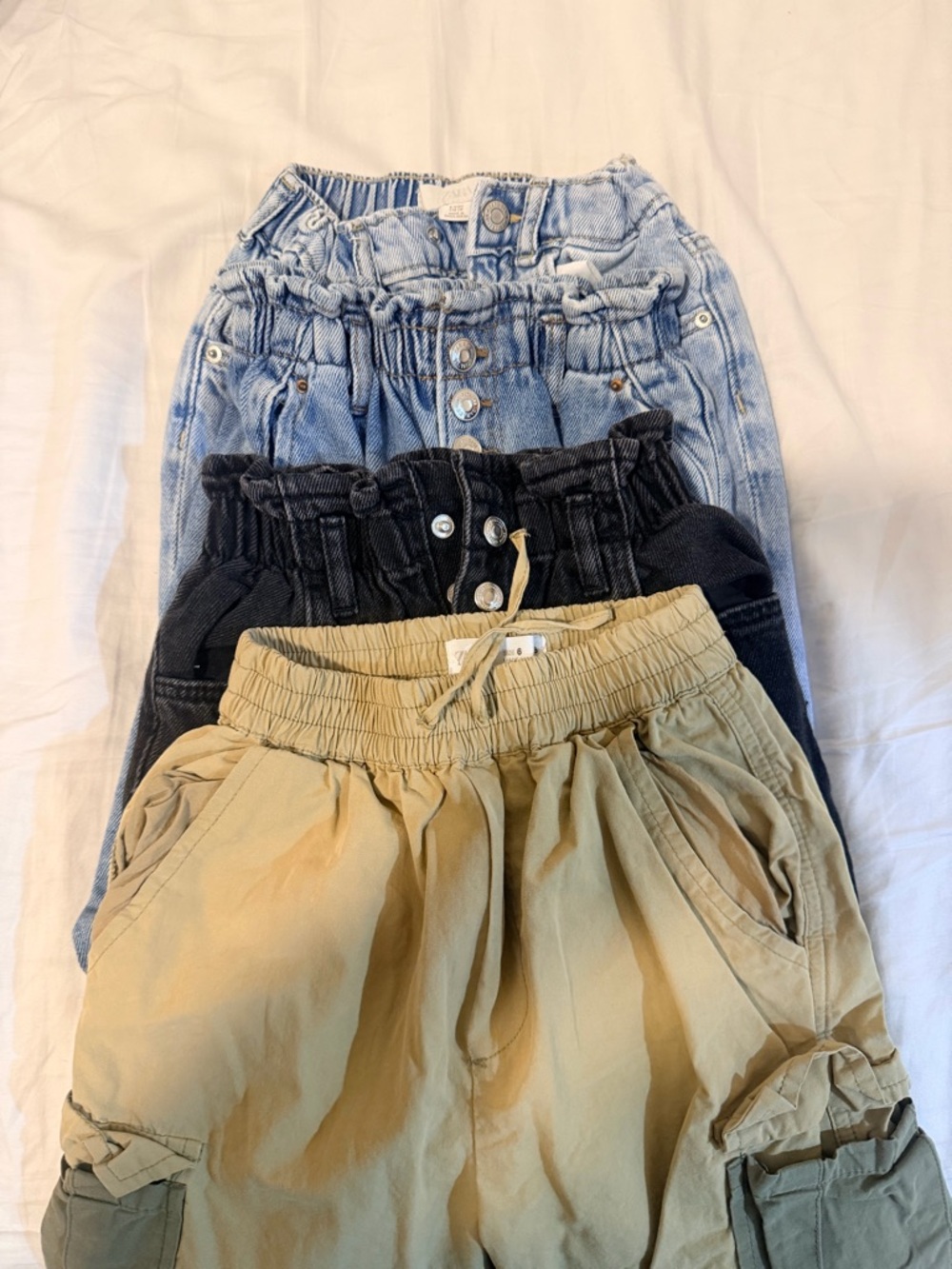 Zara Kids Elastic-Waist jeans and cargo pants - Tan, Black, Light Blue Denim